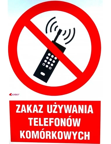 Znak ZAKAZ UŻYWANIA TELEFONÓW KOMÓRKOWYCH Anro, art.P013/1